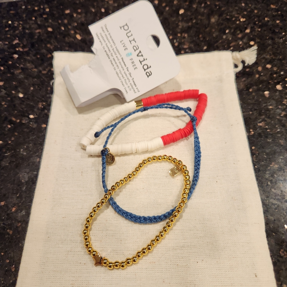Red,, white ,Blue Pura Vida Bracelets